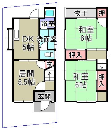 Floor plan. 9.3 million yen, 3DK, Land area 44.66 sq m , Building area 53.59 sq m