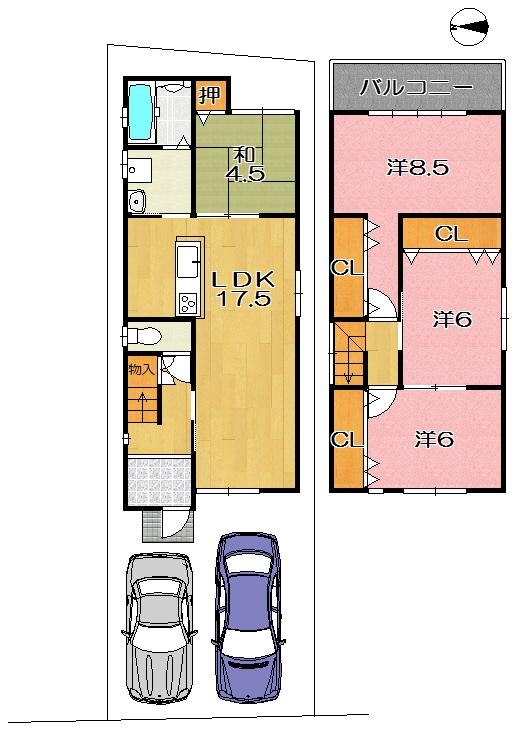 Floor plan. 30,800,000 yen, 4LDK, Land area 104.63 sq m , Building area 98.55 sq m