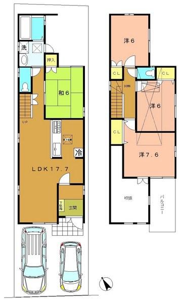 Floor plan. 23,900,000 yen, 4LDK, Land area 104.99 sq m , Building area 101.48 sq m site (October 2013) Shooting