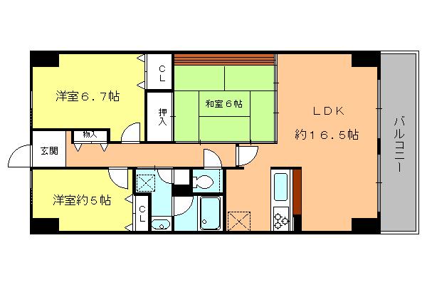 Floor plan. 3LDK, Price 15.9 million yen, Occupied area 75.28 sq m living, Also spacious kitchen.
