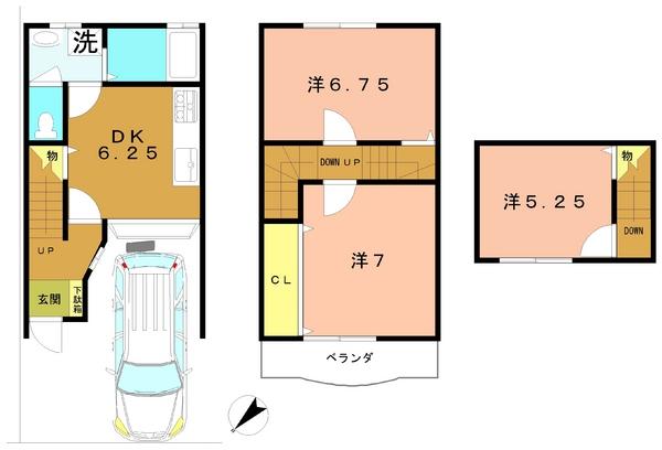 Floor plan. 11.8 million yen, 3DK, Land area 48.92 sq m , Building area 61.73 sq m