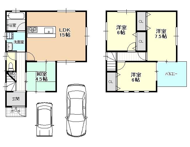 Floor plan. 30,800,000 yen, 4LDK, Land area 88.62 sq m , Building area 87.48 sq m floor plan