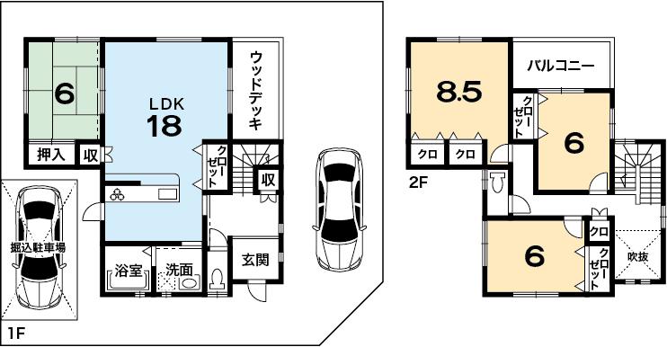 Building plan example (floor plan). Building price 15 million yen (tax included), Building area 112.59 sq m