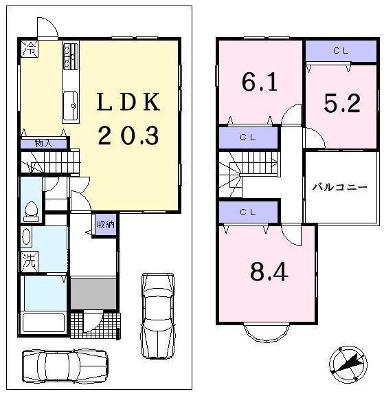 Floor plan. 25,800,000 yen, 3LDK, Land area 100 sq m , Building area 98.95 sq m