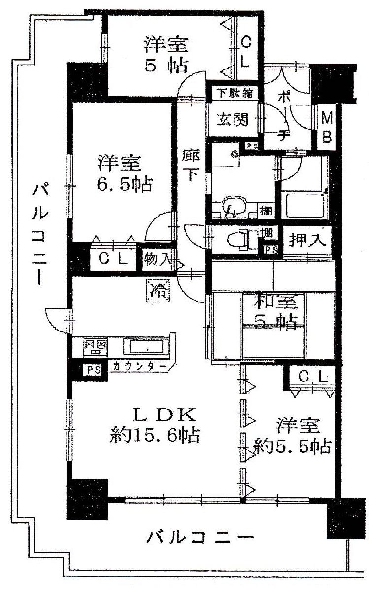 Floor plan. 4LDK, Price 34,500,000 yen, Footprint 82.6 sq m , Balcony area 30.76 sq m