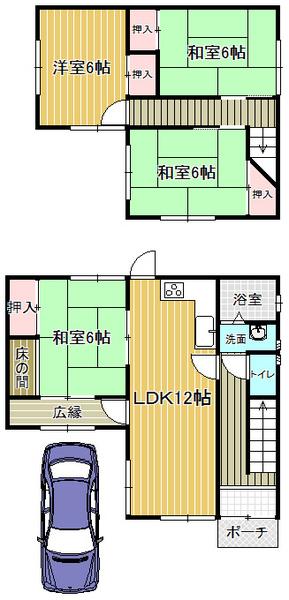 Floor plan. 12.8 million yen, 4LDK, Land area 120.37 sq m , Building area 86.67 sq m