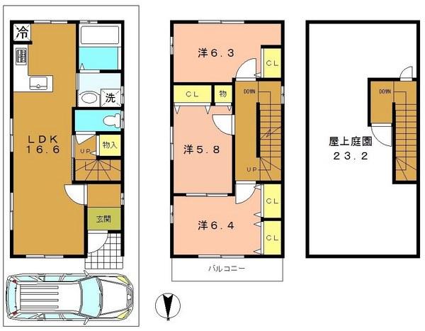Floor plan. 25,800,000 yen, 3LDK, Land area 75.81 sq m , Building area 91.86 sq m