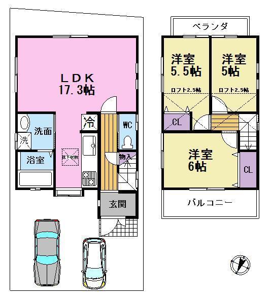 Floor plan. 24,300,000 yen, 3LDK, Land area 101.92 sq m , Building area 75.87 sq m
