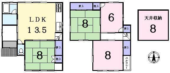 Floor plan. 13 million yen, 4LDK, Land area 112.63 sq m , Building area 93.96 sq m