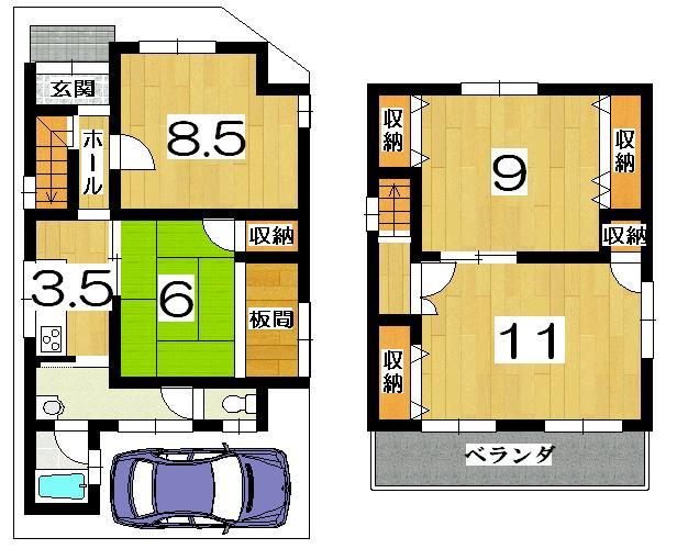 Floor plan. 10.8 million yen, 4K, Land area 99.44 sq m , Building area 91.27 sq m Floor