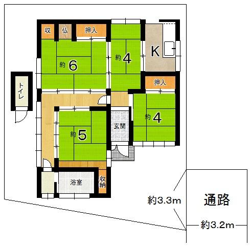 Floor plan. 5 million yen, 4K, Land area 115 sq m , Building area 64.81 sq m