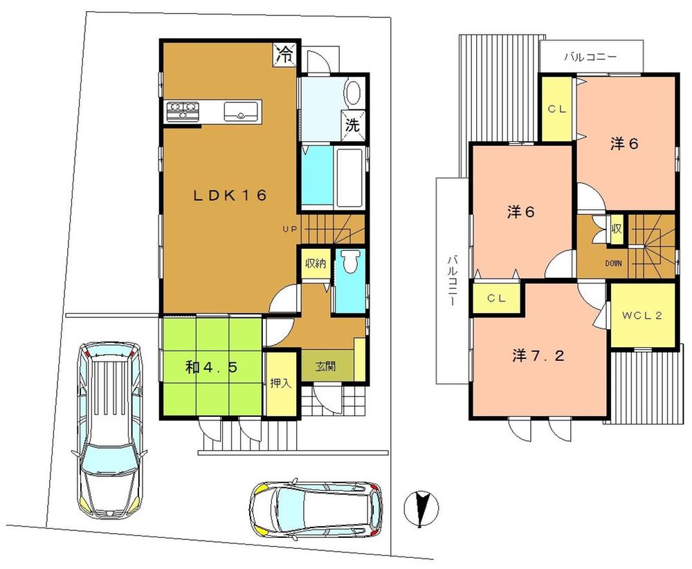 Building plan example (Perth ・ Introspection). Building plan example (No. 13 locations), Land price 13.8 million yen, Building price 16 million yen, Building area 94.40 sq m