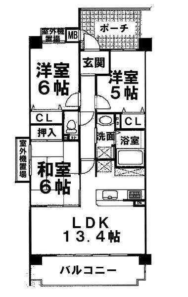 Floor plan. 3LDK, Price 19.3 million yen, Occupied area 65.15 sq m , Balcony area 9.32 sq m
