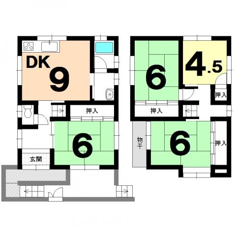 Floor plan. 9.8 million yen, 4DK, Land area 83.35 sq m , Building area 86.93 sq m