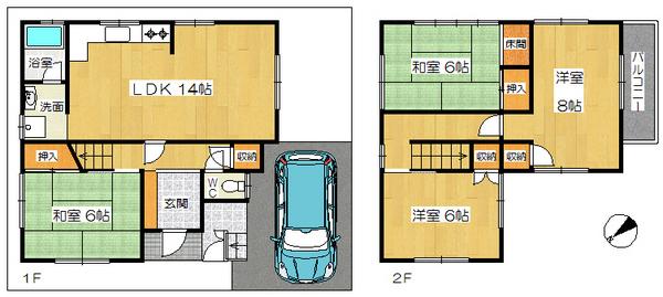 Floor plan. 11.9 million yen, 4LDK, Land area 91.32 sq m , Building area 92.32 sq m