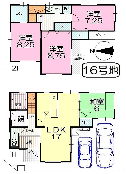 Floor plan. (No. 16 locations), Price 22.1 million yen, 4LDK, Land area 100.28 sq m , Building area 110.98 sq m