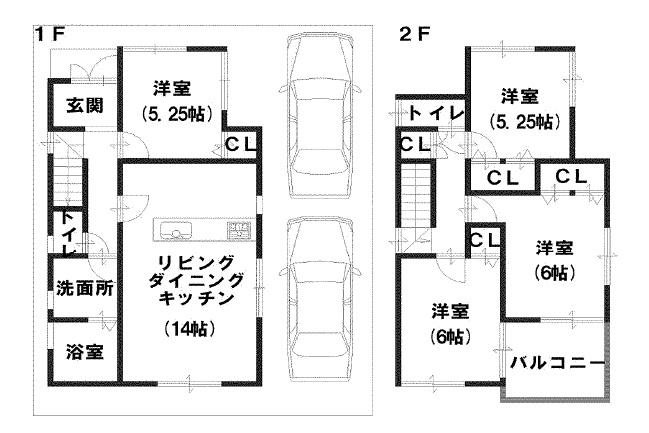 Floor plan. 23.8 million yen, 4LDK, Land area 110.39 sq m , Building area 88.28 sq m before road 6m vehicles two possible