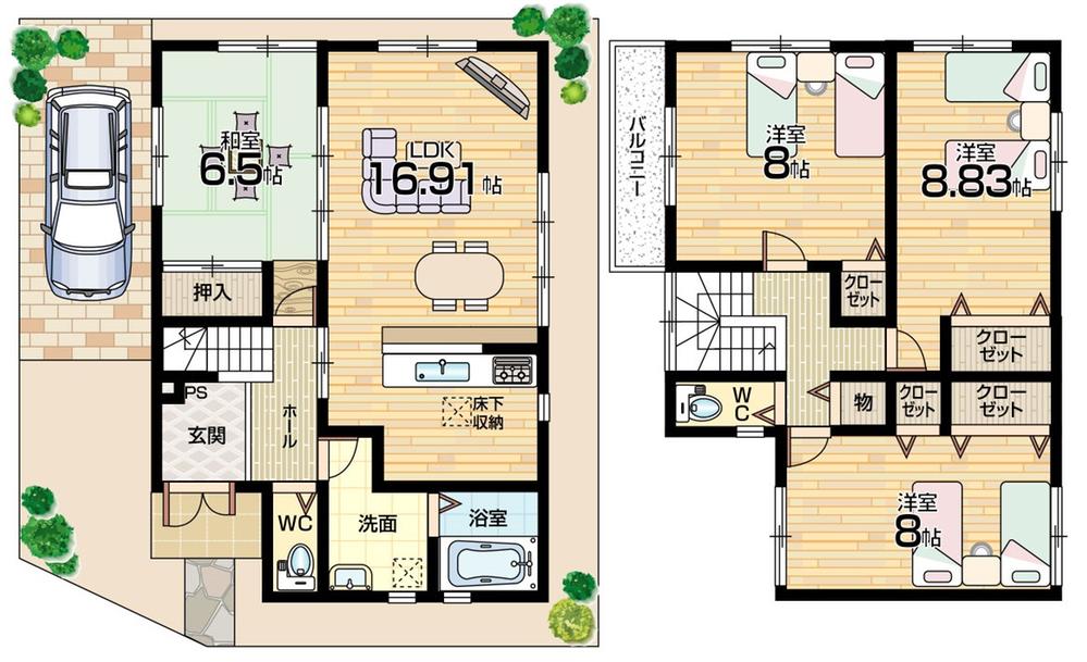 Floor plan. (No. 9 locations), Price 20.4 million yen, 4LDK, Land area 100.49 sq m , Building area 110.7 sq m