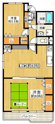 Floor plan. 2LDK, Price 8.8 million yen, Occupied area 67.43 sq m , Balcony area 7.11 sq m