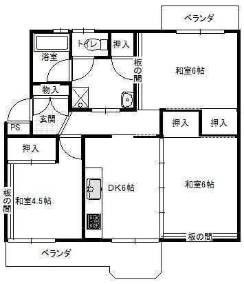 Floor plan. 3DK, Price 7.8 million yen, Footprint 56.8 sq m , Balcony area 4.44 sq m