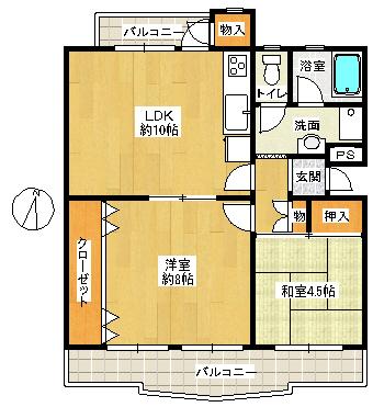 Floor plan. 2LDK, Price 8.9 million yen, Occupied area 57.13 sq m , Balcony area 5.29 sq m