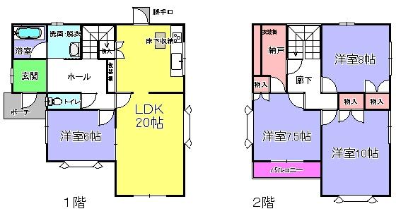 Floor plan. 18.5 million yen, 4LDK + S (storeroom), Land area 232.29 sq m , Building area 129.08 sq m