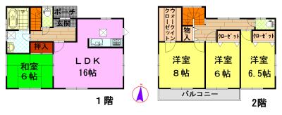 Floor plan. 18,800,000 yen, 4LDK, Land area 188.66 sq m , Building area 106 sq m