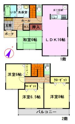 Floor plan. 19,800,000 yen, 4LDK, Land area 204.31 sq m , Building area 104.34 sq m