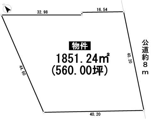 Compartment figure. Land price 38 million yen, Land area 1,851.24 sq m compartment view