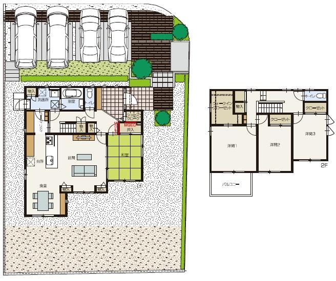 Floor plan. (A No. land), Price 43,400,000 yen, 4LDK, Land area 304.26 sq m , Building area 130.83 sq m