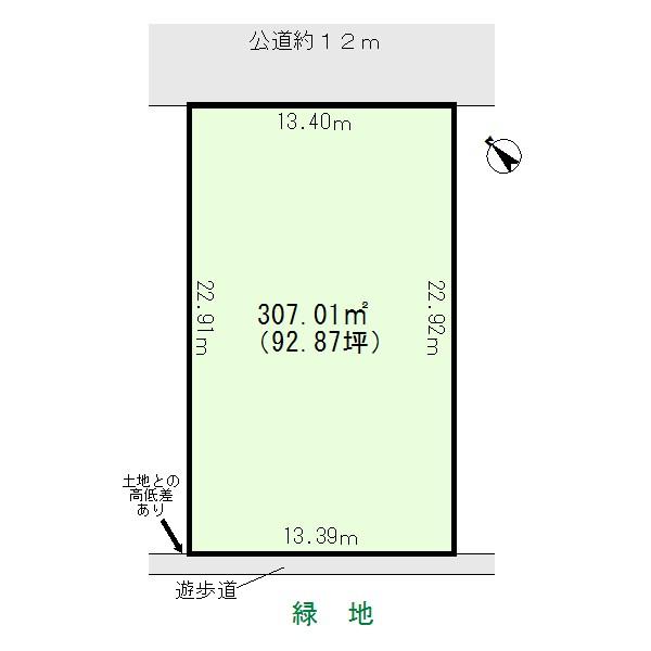 Compartment figure. Land price 14.8 million yen, Land area 307.01 sq m between a population of about 13m of shaping land