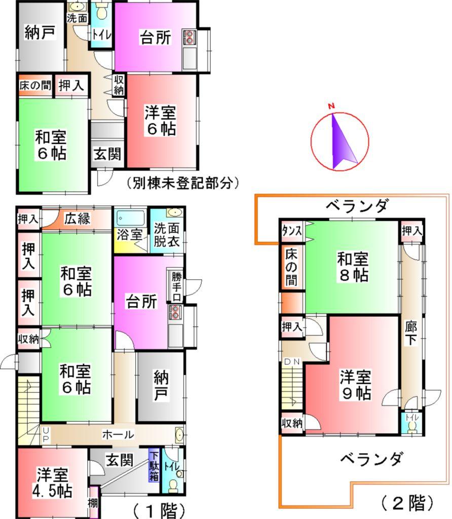 Floor plan. 9.8 million yen, 5DK+S, Land area 202.63 sq m , Building area 109.49 sq m