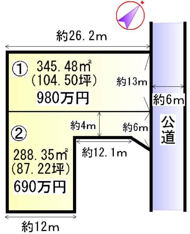 Compartment figure. Land price 9.8 million yen, Land area 345.48 sq m