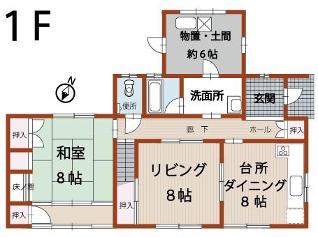 Floor plan. 12.8 million yen, 3LDK, Land area 264.42 sq m , Building area 125.03 sq m