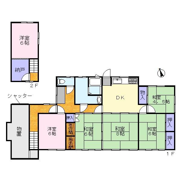 Floor plan. 8.8 million yen, 6DK + S (storeroom), Land area 247.13 sq m , Building area 247.13 sq m