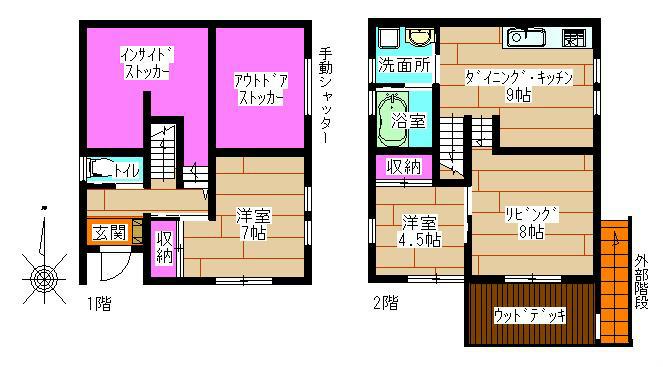 Floor plan. 18.5 million yen, 2LDK+S, Land area 209.51 sq m , Building area 91.08 sq m