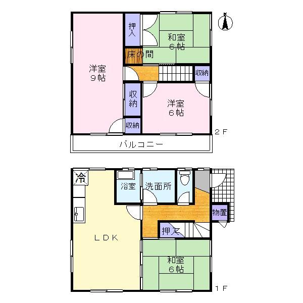 Floor plan. 18.9 million yen, 4LDK, Land area 135.56 sq m , Building area 95.56 sq m