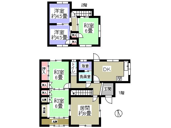 Floor plan. 14 million yen, 6DK, Land area 244.06 sq m , Building area 102.68 sq m