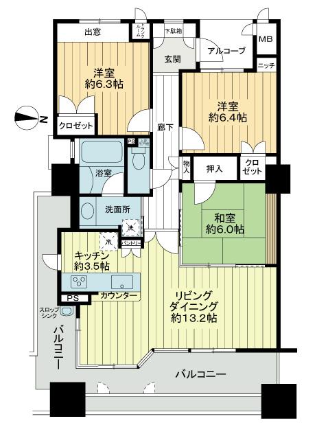Floor plan. 3LDK, Price 23.8 million yen, Occupied area 80.15 sq m , Balcony area 19.02 sq m
