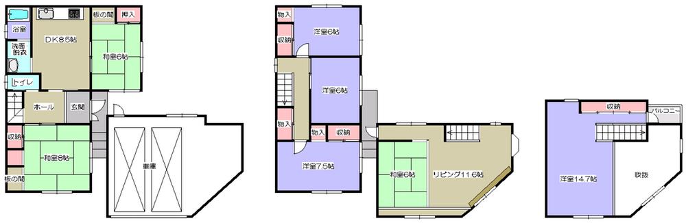 Floor plan. 15.8 million yen, 4DK, Land area 161.07 sq m , Building area 194.63 sq m