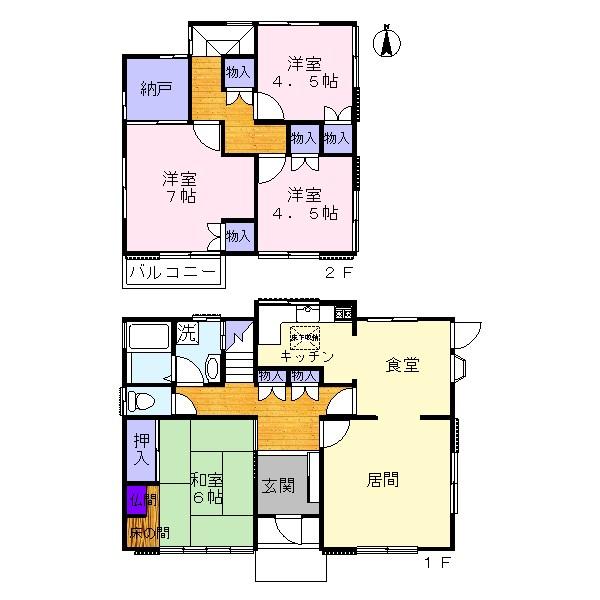 Floor plan. 16.8 million yen, 4LDK + S (storeroom), Land area 239.46 sq m , Building area 118.45 sq m