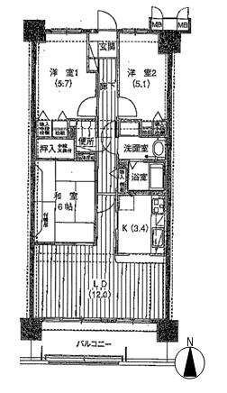 Floor plan. 3LDK, Price 12.5 million yen, Footprint 70.2 sq m , Balcony area 10.23 sq m floor plan