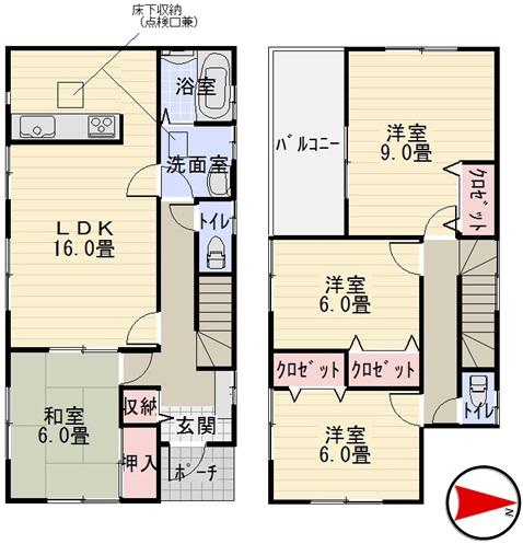 Floor plan. 20.8 million yen, 4LDK, Land area 149.99 sq m , Building area 105.17 sq m