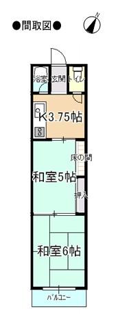 Floor plan. 2K, Price 2.85 million yen, Occupied area 33.99 sq m , Balcony area 5 sq m floor plan