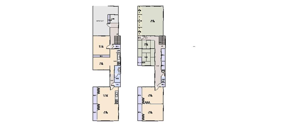 Floor plan. 14.9 million yen, 9LDK, Land area 234.77 sq m , Building area 255.78 sq m 1F: left 2F: right