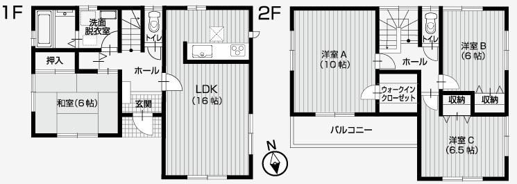 Floor plan. (1 Building), Price 18,800,000 yen, 4LDK, Land area 213.09 sq m , Building area 105.99 sq m