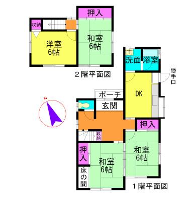 Floor plan. 6.5 million yen, 4DK, Land area 132.73 sq m , Building area 77.85 sq m