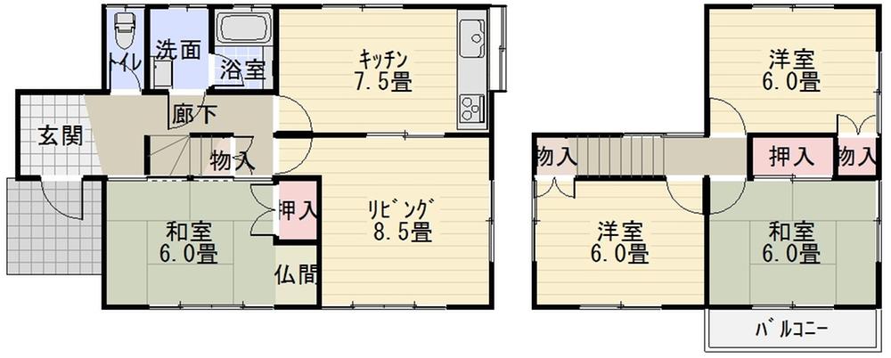 Floor plan. 12.8 million yen, 5K, Land area 200.95 sq m , Building area 91.91 sq m