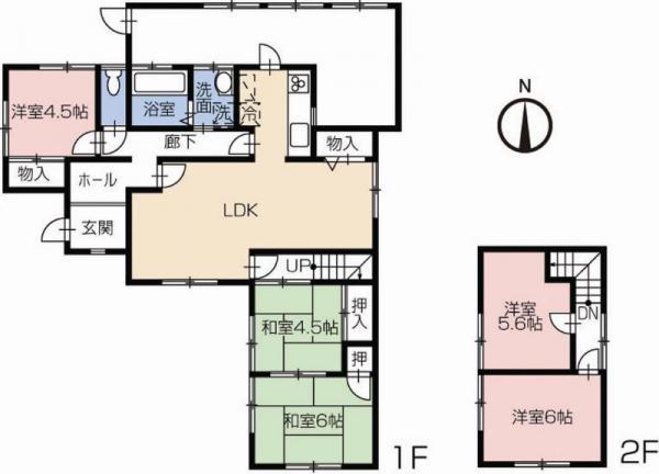 Floor plan. 15,980,000 yen, 5LDK, Land area 223.66 sq m , Building area 118.51 sq m part has been changed to a Western-style room