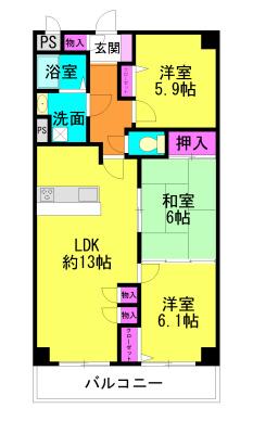 Floor plan. 3LDK, Price 10.5 million yen, Occupied area 70.37 sq m